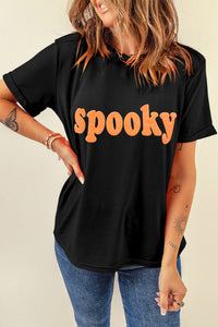 Spooky Puff Lettering Tee - Black Halloween T-shirt