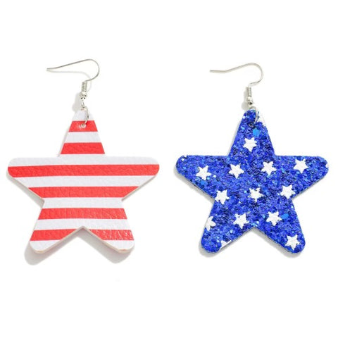 Mismatched Star Earrings - Stars and Stripes - Patriotic