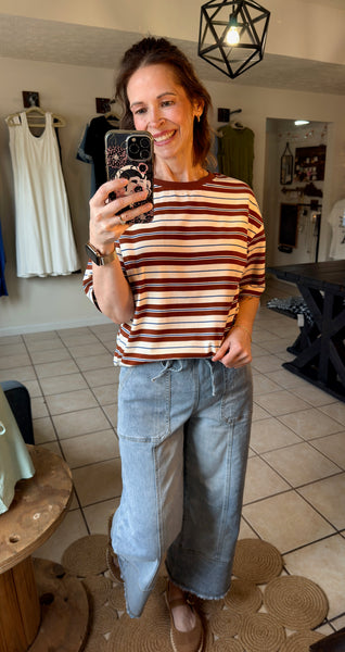 Brown Striped Relaxed Tee