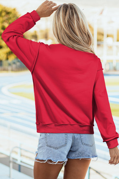 Red Reversible Mock Neck Sweatshirt Pullover