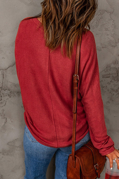 Red Long Sleeve Oversized Top