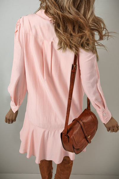 Pink Flowy Drop Waist Dress with Pockets