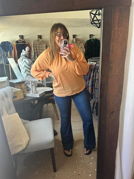 Orange Lantern Sleeve Top