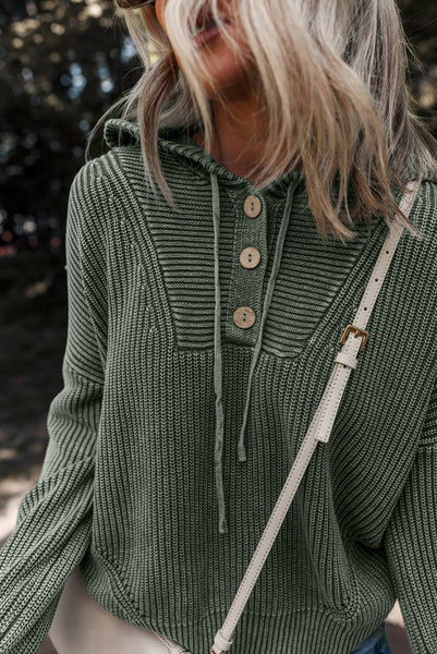 Green Mineral Wash Hooded Sweater