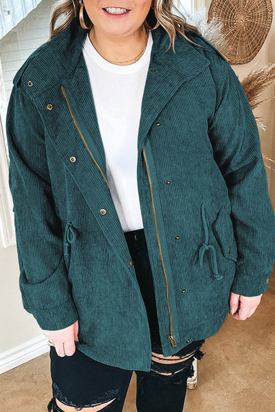 Curvy Teal Green Corduroy Jacket