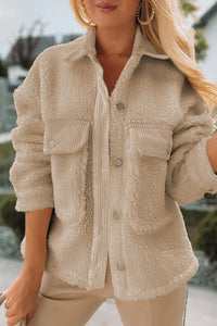 Khaki Sherpa Button Up Jacket