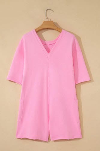 Candy Pink Relaxed Reversible Neckline Romper