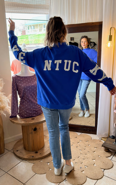 Royal Blue KY Kentucky Mock Neck Sweatshirt Pullover
