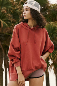 Rust Hooded Pullover with Side Pockets