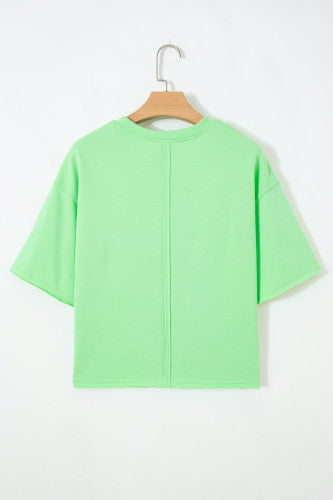 Oversized Embroidered Crab Green Top