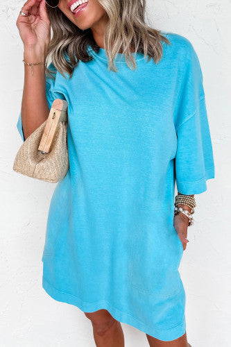 Tshirt Dress in Bright Blue
