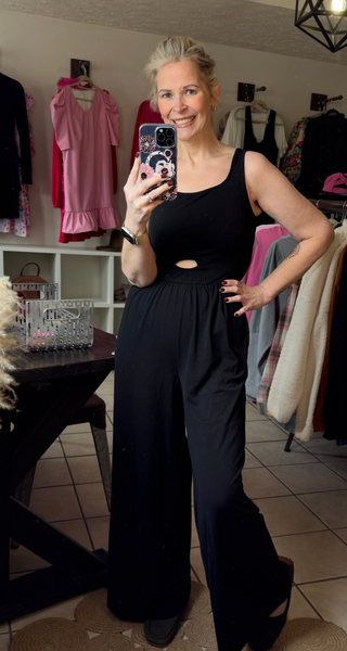 Black Peekaboo Wide Legged Jumpsuit
