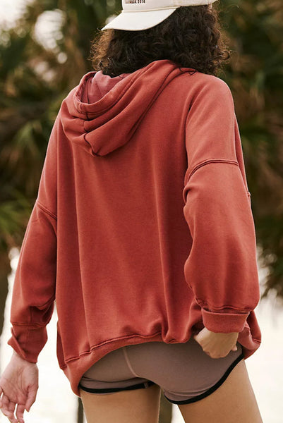 Rust Hooded Pullover with Side Pockets