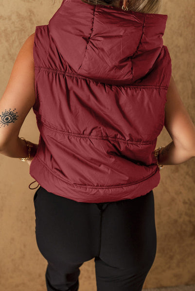 Clay Hooded Zip Up Puffer Vest