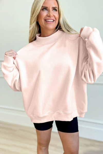 Creamy Pink Mock Neck Sweatshirt Pullover
