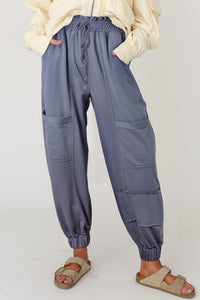 Steel Blue Cargo Style Joggers with Drawstring