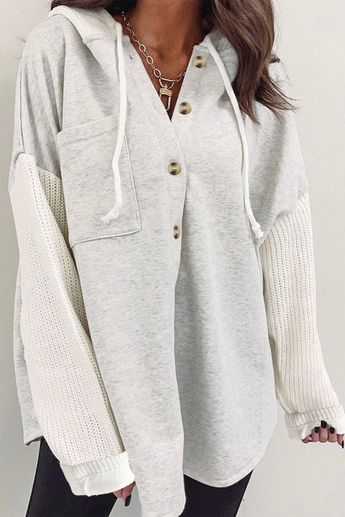 Gray Sweater Sleeve Shacket