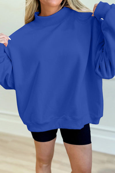 Royal Blue Mock Neck Sweatshirt Pullover