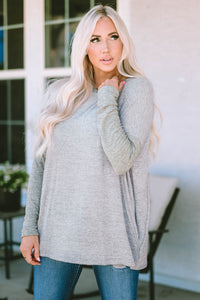 Heathered Gray Longer Length Long Sleeve Top