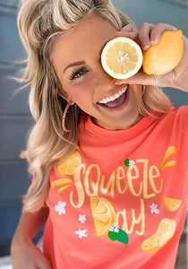 Squeeze the Day Tee - Bright Orange - Lemons