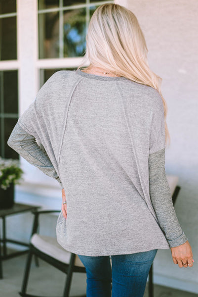 Heathered Gray Longer Length Long Sleeve Top