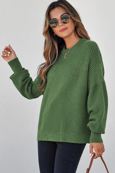 Vineyard Green Mixed Texture Sweater