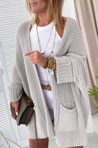 Gray Oversized Cozy Cardigan with Pockets