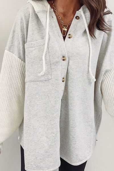 Gray Sweater Sleeve Shacket