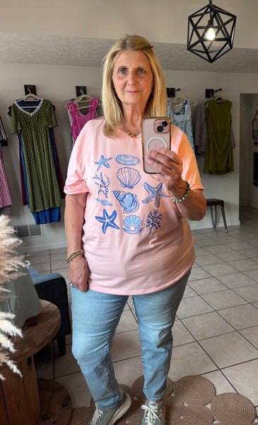 Pink Seashell Graphic Casual Tee