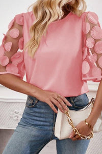 Mauve Pink Blouse with Sheer Sleeves