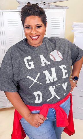 Game Day Tee  - Gray Tshirt - Baseball Mom - Baseball Season