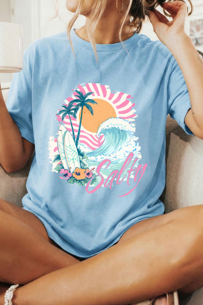 Light Blue Salty Beach Scene Tee