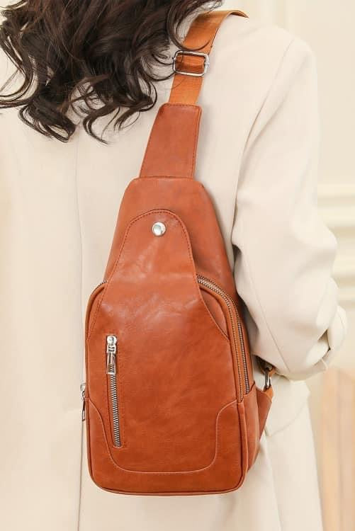Chestnut Faux Leather Sling Bag