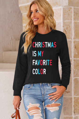 Black ‘Christmas is My Favorite Color’ Long Sleeve Tee