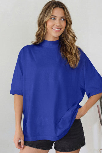 Royal Mock Neck Short Sleeve Top