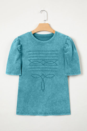 Turquoise Western Mineral Wash Top