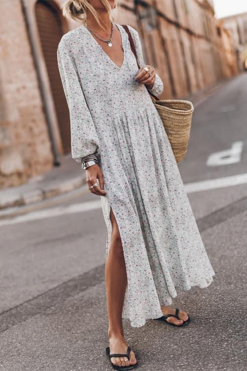 Loose Fitting Maxi Dress with Side Slits