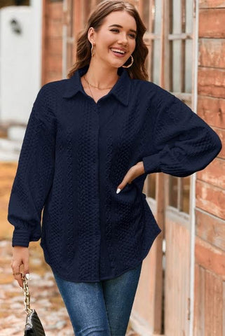 Navy Quilted Button Up Shacket