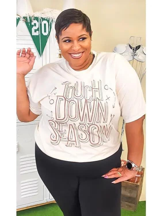 ‘TOUCHDOWN SEASON’ - Natural Colored T-shirt - Football - Sports Mom