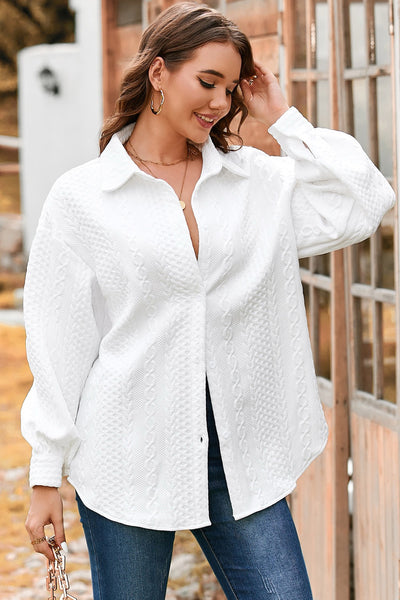 White Quilted Button Up Shacket