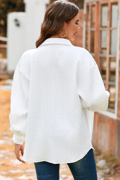 White Quilted Button Up Shacket