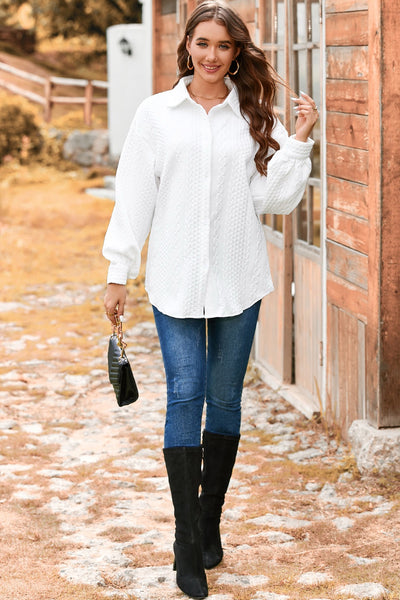 White Quilted Button Up Shacket