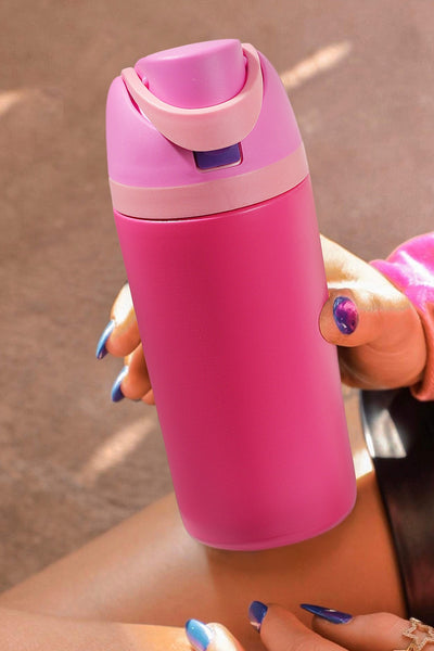 Insulated Strawberry Pink Stainless Steel Tumbler with Carry Loop - 16oz