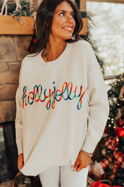Colorful Holly Jolly Christmas Knit Sweater