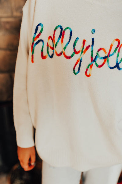 Colorful Holly Jolly Christmas Knit Sweater