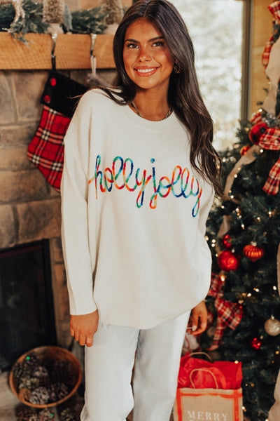 Colorful Holly Jolly Christmas Knit Sweater