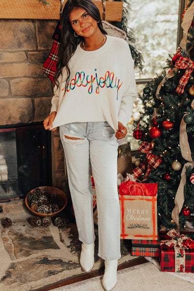 Colorful Holly Jolly Christmas Knit Sweater