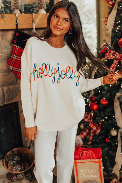 Colorful Holly Jolly Christmas Knit Sweater