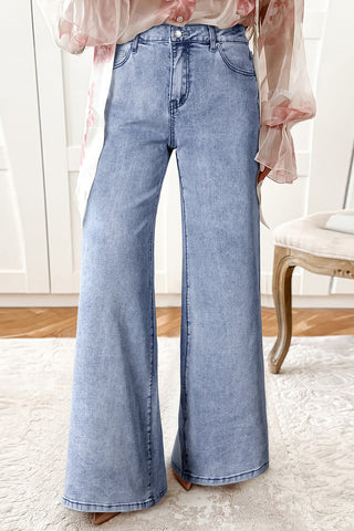 Light Wash Zip Fly Flare Jeans