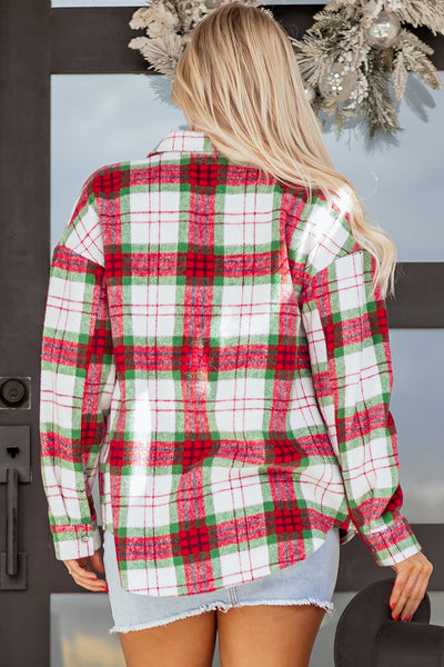 Red and Green Christmas Plaid Flannel Shacket